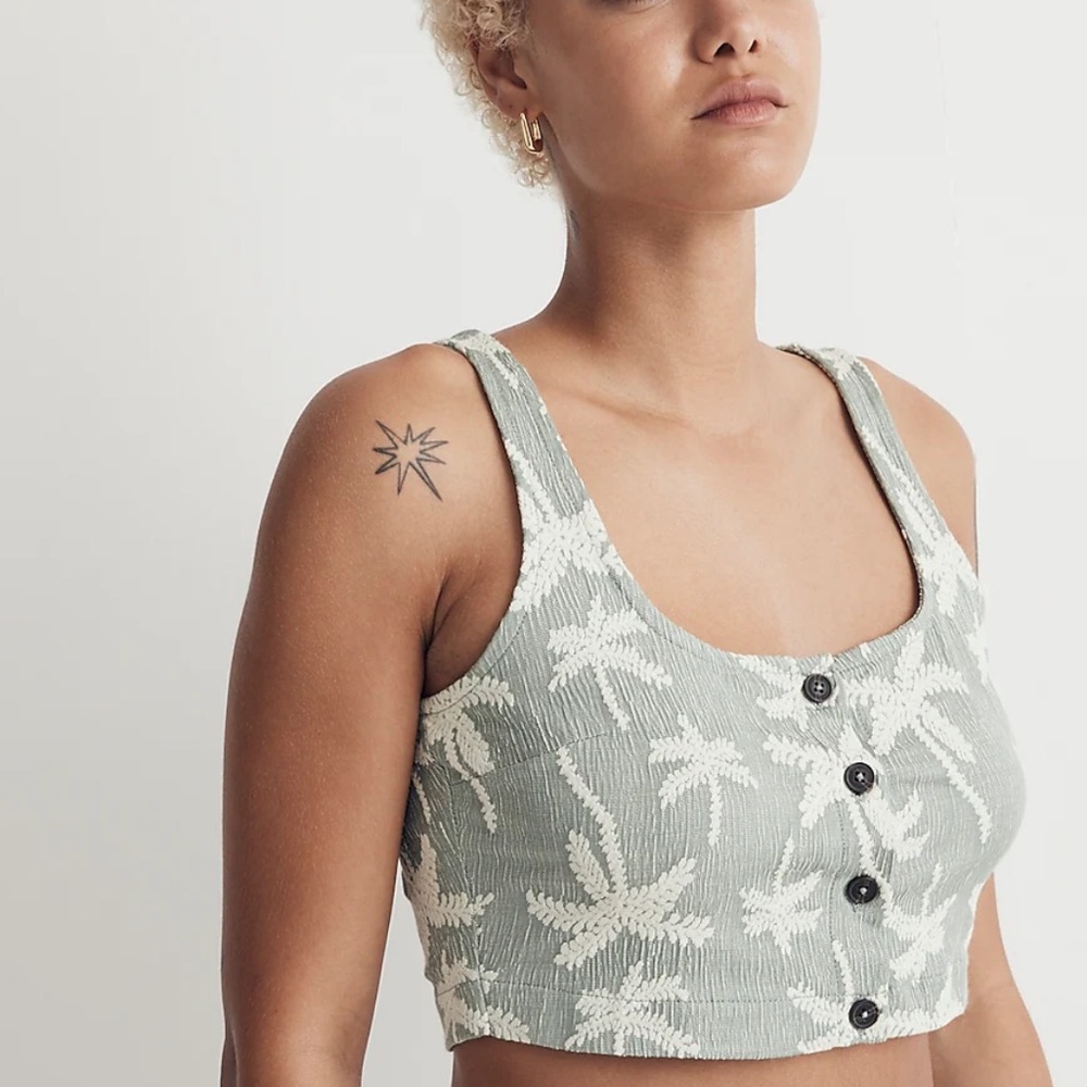 Madewell Set: Jacquard Square-Neck Crop Tank sz.L & Jacquard Button-Front  sz. M - Picture 3 of 4